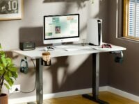 ARTIKEL Artidesk Eco Electric Height Adjustable Table for Office Work & Home-Sit Stand Gaming Desk 80kg Load, Cup Holder, 2 Hooks,Cable Organizer 2Split Tabletop (Rock, 100x60 CM)