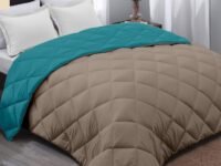 AYKA Reversible Comforter 220 GSM Microfiber Reversible AC Comforter/Blanket for Winter/Quilt/Duvets for Queen Size Single Bed Comforter (60 * 90, Teal & Taupe)| TC - 220