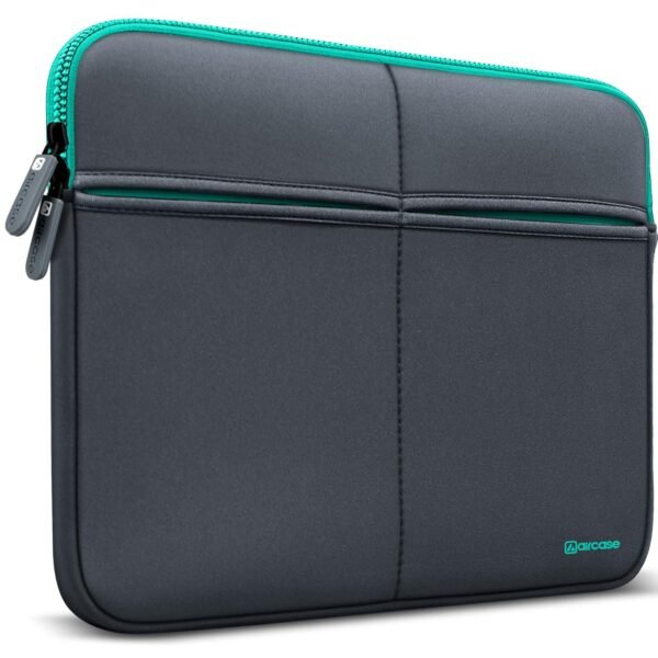 AirCase 6 Pocket Neoprene Laptop Sleeve for 13-15.6 Inch Laptops | Waterproof Laptop Cover Bag | Case with Charger & Accessory Pockets | All Brands & Chromebooks | Grey