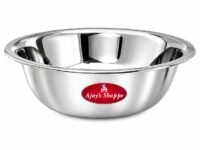 Ajay's Shoppe Heavy Gauge Steel Mixing Bowl 4L, 33.5 cm Diameter | Deep 9 cm Stainless Steel Bowl for Atta & Food Prep