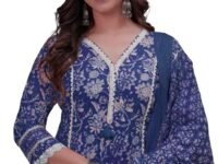 Amayra Women's Pure Cotton Printed Straight Kurta Set with Palazzo Pants & Dupatta- Ethnic Wear
