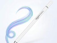 Amazon Basics Capacitive Stylus Pen for Android & iOS All Touchscreen Devices | Fine Point Disc Tip|Lightweight Metal Body with Magnetic Cover - White