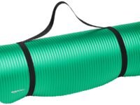 AmazonBasics 13mm Extra Thick Yoga and Exercise Mat with Carrying Strap, Green