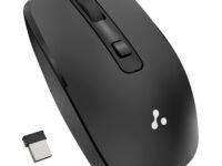 Ambrane Wireless Mouse with 2.4GHz, USB Nano Dongle, Silent Click, Optical Orientation Click Wheel, 4 Buttons, 1600 Adjustable DPI, Both Hand Use, Compatible with PC, Mac, Laptop (Sliq 3, Black)