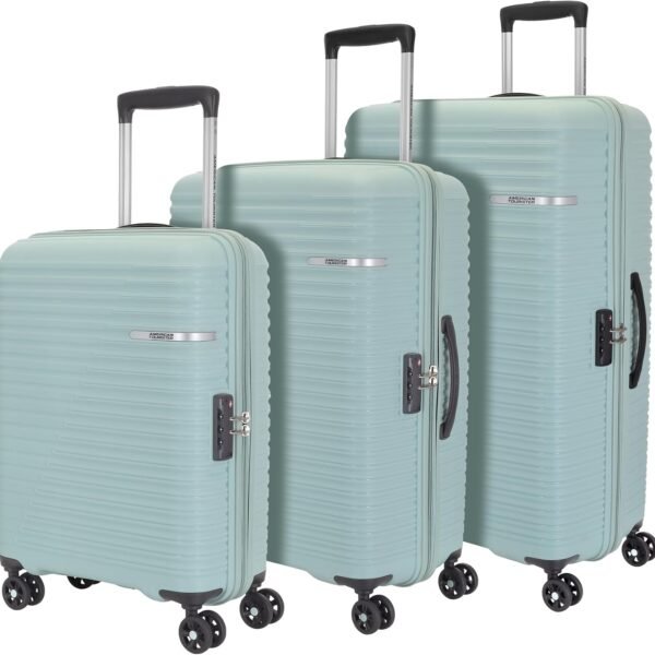 American Tourister Liftoff+ with TSA Lock & 8 Wheel, 79 CM Large Hard PP Check-in Suitcase for Travel/Trolley Bag for Travel/Travel Bag with Double Wheel for Women & Men - Berry Blast, A SEABLU, Set