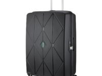 American Tourister Qubiz | Check-in Trolley Bag (80 cm) | 360° 8 Wheel Travel Luggage | Hard Case Polypropylene Suitcase | Recessed Combination Lock | Black/Dark Olive