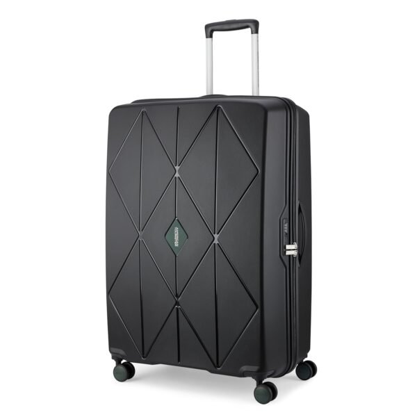 American Tourister Qubiz | Check-in Trolley Bag (80 cm) | 360° 8 Wheel Travel Luggage | Hard Case Polypropylene Suitcase | Recessed Combination Lock | Black/Dark Olive