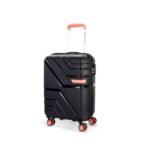 American Tourister Upland Sport 55 CM Small Carry-On Luggage, Polypropylene (PP) Hardside 8 Wheels Spinner Luggage with Combination Lock, Suitcase/Trolley Bag for Travel - Black