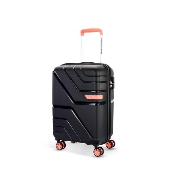 American Tourister Upland Sport 55 CM Small Carry-On Luggage, Polypropylene (PP) Hardside 8 Wheels Spinner Luggage with Combination Lock, Suitcase/Trolley Bag for Travel - Black