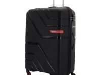American Tourister Upland Sport 79 CM Large Checkin Polypropylene (PP) Hard 4 Wheels Spinner Luggage/Suitcase/Trolley Bag for Travel (Black)