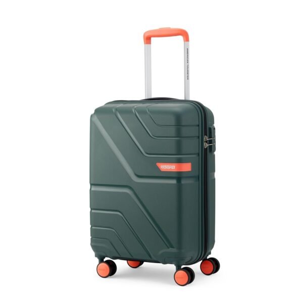 American Tourister Upland Sport | Cabin Trolley Bag (55 cm) | 360° 8 Wheel Travel Luggage | Hard Case Polypropylene Suitcase | Mounted Combination Lock | Forest Green