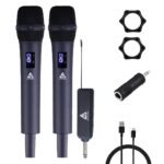 Audio Array AM-W32 UHF Dual Wireless Metal Microphones | Built-in Rechargeable Battery | 6–8 Hours Backup | 60M Range | Karaoke, DJ, Events, PA System | Echo & Volume Controls