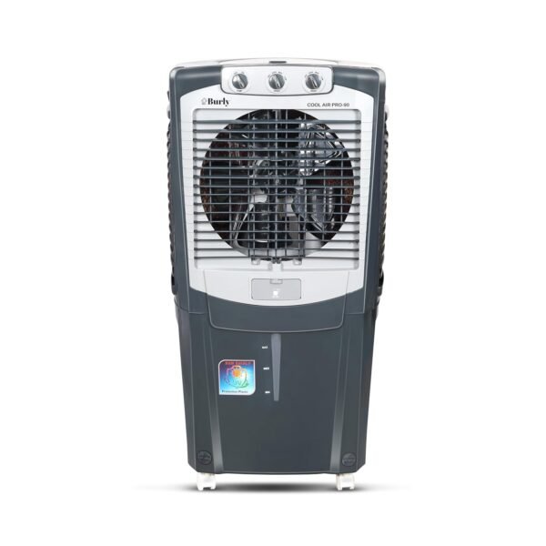 BHABURLY Cool Air Pro 90 LTR Desert Portable Cooler Anti Bacterial High Density Honeycomb 4200 CMH, 42 ft Air Throw Auto Refill Auto Swing and 3 Speed 1350 RPM | Castor Wheel Grey 175 W | 1yr Warranty