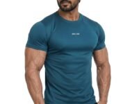 BULLAR Men's Gym T-Shirt, Polyester and Spandex, Black, Quick Dry, Half Sleeve, Regular Fit, Round Crew Neck, for Workout Training Running and Fitness