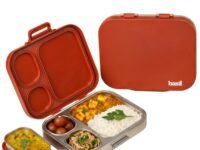 Basil Bento Box Quad Plus – 4 Compartment Stainless Steel Lunch Box (1020ml) with BPA-Free Lid | Leak-Proof Tiffin for Kids & Adults | Premium Lunch Box for School, Office & Picnic – Desi Mitti