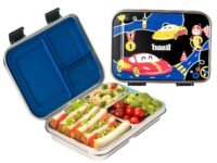 Basil Bento Neo Classic 2025 – New & Improved, 1000ml 3-Compartment Stainless Steel Lunch Box for Adults, Teens & Kids | Leak-Proof & Easy to Open Tiffin for Office, School, College - Black Car