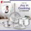 Bergner TriPro 5 Pcs TriPly Stainless Steel Cookware Set of 24cm (3L) Kadai with Lid, 28cm (7L) Casserole with Lid/Biryani Pot, 22cm (1.5L) Frypan, Less Oil Use, Healthy Cooking - Induction Bottom