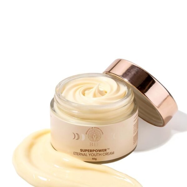 BiE Superpower - Eternal Youth Cream | Anti-Aging Cream with Squalane, Almond Oil & Ginseng Stem Cells | Reduces Wrinkles & Fine Lines | Unisex | For All Skin Types | 50gm