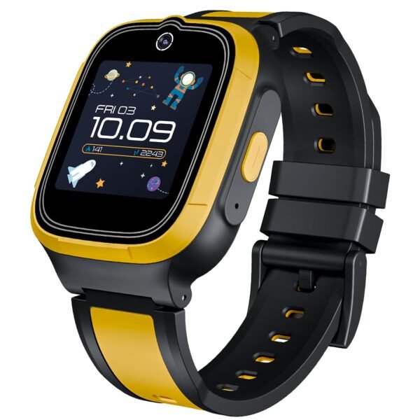 Boat Wanderer Smart, Kids Watch, 2-Way Video & Phone Call, GPS Tracker, Emergency SOS, Geo Fencing, 4G Sim Compatible, Parental Controls,1.4" Display, smart Watch for Boys Girls (Sunshine Yellow)