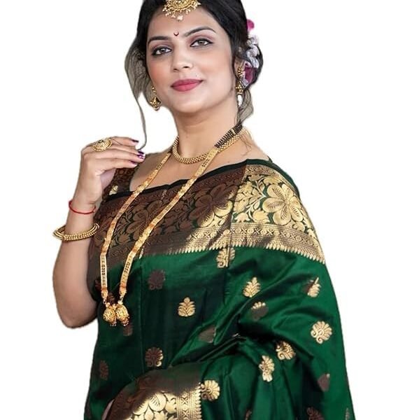 C J Enterprise Women's Pure Soft Silk Saree With Blouse Piece For Wedding