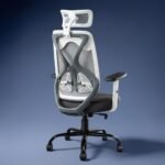 CELLBELL C190 Berlin Office Chair, High Back Mesh Ergonomic Home Office Desk Chair (Grey - White)