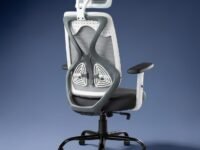 CELLBELL C190 Berlin Office Chair, High Back Mesh Ergonomic Home Office Desk Chair (Grey - White)