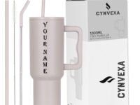 CYNVEXA Personalized with Your Name, Tumbler with lid and Straw 1200ML Cup Stainless Steel Vacuum Insulated Tumbler for Water, Iced Tea or Coffee 1.2L Office Gym Travelling (Rose)