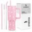 CYNVEXA Tumbler with lid and Straw 1200ML Cup Stainless Steel Vacuum Insulated Tumbler for Water, Iced Tea or Coffee 1.2L Office Gym Travelling (Pink Flower)