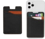 ClickCase Unisex Adult Grainy Leather Metro, Credit Card Holder For Back Of Mobile Phone Or Case, Adhesive Sleeves Stick On Pocket Wallet Case For Iphone 13 Pro (Black)
