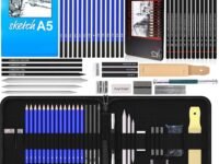 Corslet 47 Pieces Pencil Kit Professional Graphite Charcoal Sketch Kit Drawing Pencils and Sketching Kit for Artist Painting Shading Sketch Book with Zipper Carry Bag Drawing Kit