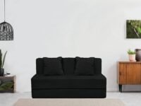 Cozy Comfort Folding Sofa Cum Bed with Cushion for Home & Living Room | Mattress- Perfect for Guests | Jute Fabric (Grey Blackk, 3 * 6 Feet)