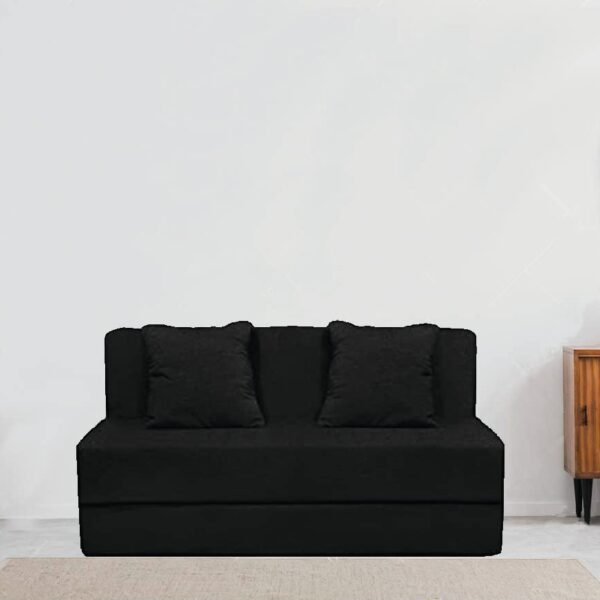 Cozy Comfort Folding Sofa Cum Bed with Cushion for Home & Living Room | Mattress- Perfect for Guests | Jute Fabric (Grey Blackk, 3 * 6 Feet)