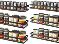 Craftize Mstore Pack of 6 Wall-Mounted Spice Rack Organizers – Black Iron Floating Shelves for Pantry & Kitchen Storage, Hanging Seasoning Organizer for Spice Jars & Bathroom (16 x 5 x 3 Inches)
