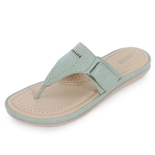 DOCTOR EXTRA SOFT Women's Flat Memory Foam Slippers/Flip-Flops Fashion Stylish Casual Comfortable Diabetic Orthopedic Lightweight Synthetic Slip-On Sandals With Adjustable Strap For Girls D-608