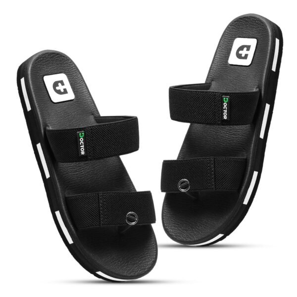 DOCTOR HEALTH SUPER SOFT Men’s Double Strap Casual Slides | Lightweight Cushioned EVA Slippers | Anti-Slip Comfortable Open Toe Sandals for Indoor Outdoor Everyday Wear