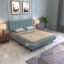 DRIFTINGWOOD Florina Solid Engineered Wood Low Height King Size Bed Without Storage | Wooden Double Bed | Low Floor/Level/Profile Cot Bedroom Furniture | Cyan, Self Assembly (DIY)