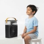DRUMSTONE (Luxurious 5 Year Warranty) Portable Mini Air Conditioner for Room with USB Powered Evaporative Cooling, Personal Air Cooler Fan, 3 Speed Settings, Timer, 360° Adjustable Airflow for Home
