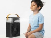 DRUMSTONE (Luxurious 5 Year Warranty) Portable Mini Air Conditioner for Room with USB Powered Evaporative Cooling, Personal Air Cooler Fan, 3 Speed Settings, Timer, 360° Adjustable Airflow for Home