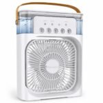 DRUMSTONE(Your Summer Comfort Shield | 5 Year warranty Included) Portable Air Cooler Fan Rechargeable Personal Cooling with Water Mist Humidifier for Home Office Travel USB Powered 3-Speed Cooling
