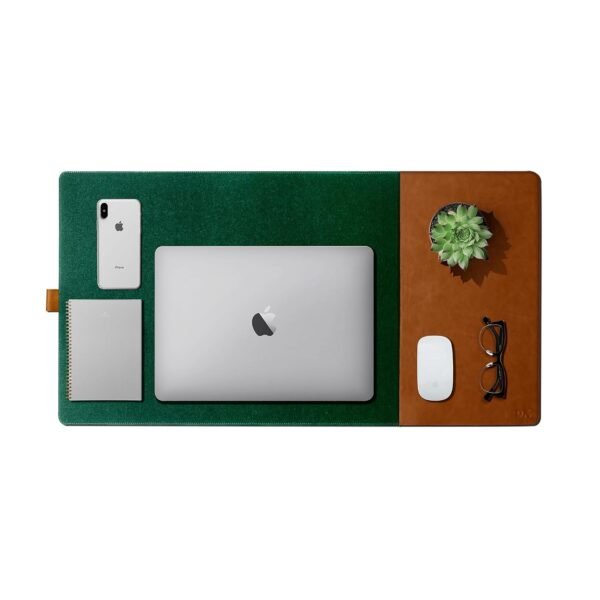 DailyObjects Turf 2.0 Desk Mat | Super Smooth Felt for Gaming Home and Office | Vegan Leather | Work from Home Solution for Laptop Keyboard and Mouse | Reversible Anti Slip Water Resistant - Green