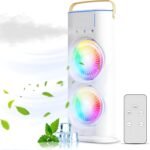 Double-Ended-Spray-Fan-Cold-Air-2025-New-3-Gears-USB-Oscillating-Fan-With-Cooler-Fan-Touch-Remote-Control-Ice-Filling-(White)