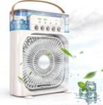 Drumstone (Special 5 Years Warranty) Portable USB Air Cooler Fan, 3-Speed, USB Powered, Mist Humidifier, 7-Color Lights, Quiet Operation, Adjustable Airflow