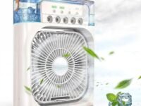 Drumstone (Special 5 Years Warranty) Portable USB Air Cooler Fan, 3-Speed, USB Powered, Mist Humidifier, 7-Color Lights, Quiet Operation, Adjustable Airflow