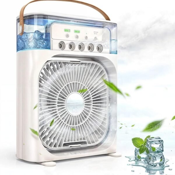 Drumstone (Special 5 Years Warranty) Portable USB Air Cooler Fan, 3-Speed, USB Powered, Mist Humidifier, 7-Color Lights, Quiet Operation, Adjustable Airflow