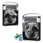 Drumstone USB Portable Air Cooler: 3-in-1 Fan with Adjustable Speeds, Mist Modes, 7-Color Nightlight, Timer, and Energy Efficiency. I for Homes, Offices, and Travel_Multicolor
