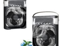 Drumstone USB Portable Air Cooler: 3-in-1 Fan with Adjustable Speeds, Mist Modes, 7-Color Nightlight, Timer, and Energy Efficiency. I for Homes, Offices, and Travel_Multicolor
