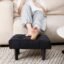 ETIQUETTE ART Footstool Rectangle,Velvet Soft Footrest with Wood Legs,Sofa Footrest Extra Seating for Living Room Small Step Stool for Living Room Couch Pets (Black)
