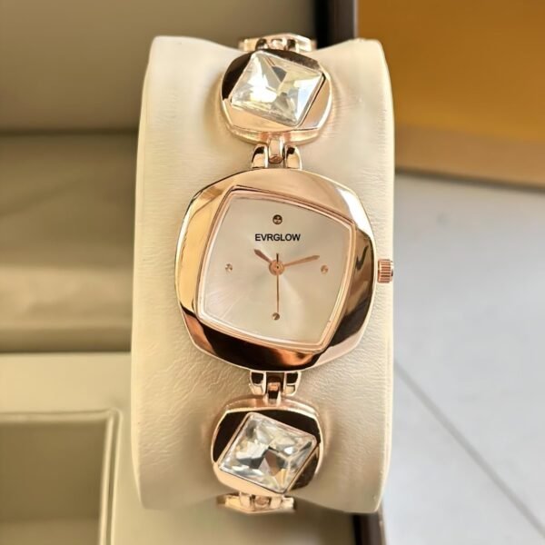 EVRGLOW Luxury Dial in Square case with Stone Studded brecelet Strap Quartz Analogue Wrist Watches for Women's & Girls&Miss&Ladies | DRW- 027
