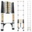 Equal 18 FT Portable & Compact Foldable Aluminium Telescopic Ladder | 2 Triangle Stabilizers | EN131 Certified | 2-Year Warranty | Heavy-Duty Ladder for Industrial & Commercial Use (5.5m / 14 Steps)