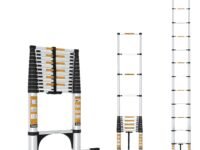 Equal 21.3 FT Portable & Compact Foldable Aluminium Telescopic Ladder | 2 Triangle Stabilizers | EN131 Certified | 2-Year Warranty | Heavy-Duty Ladder for Industrial & Commercial Use (6.5m / 16 Steps)